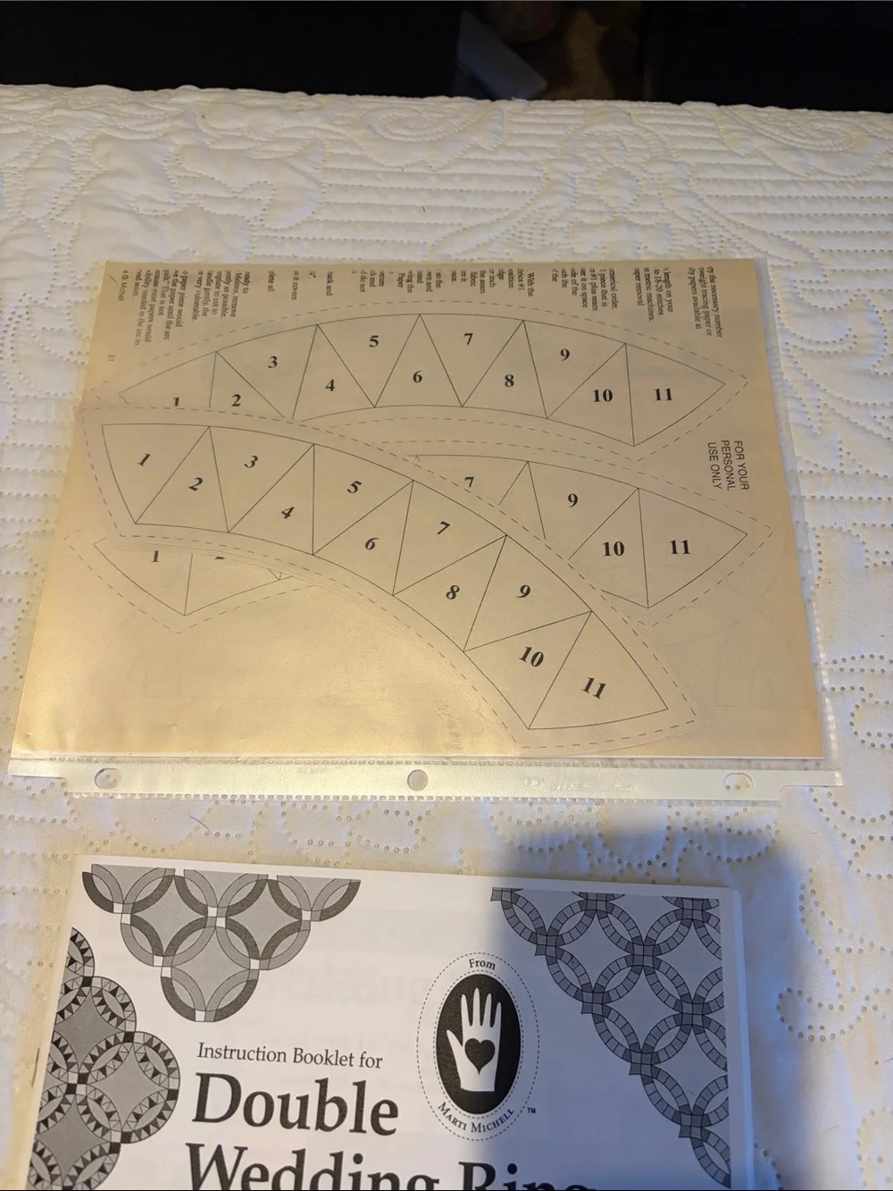 Double Wedding Ring Template Set - Clear Acrylic Quilting Templates (White)